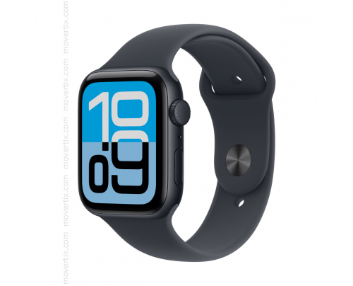 Apple Watch SE 3 GPS 44mm, boîtier en aluminium noir et bracelet Sport noir - Taille S/M