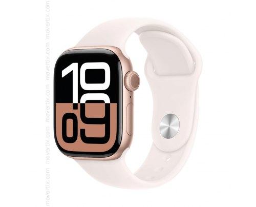 Apple Watch Series 10 GPS + Cellular 46mm Rose Gold Aluminum and Pink Sport Band (Light Blush) - Size M/L