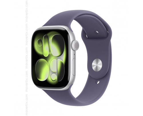 Apple Watch Series 11 (GPS+Cellular) 42mm Alluminio Argento e Cinturino Sport Viola nebbia - Misura M/L