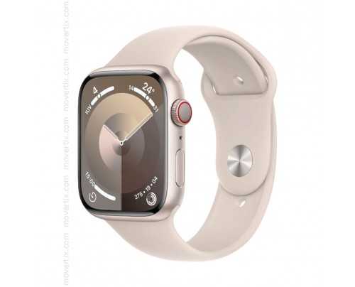 Apple Watch Series 9 (GPS+Cellular) 45mm em Alumínio com pulseira desportiva em Branco - Tamanho S/M