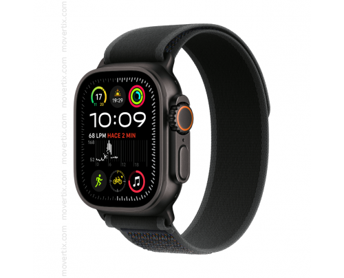 Apple Watch Ultra 2 (GPS+Cellular) 49mm Titan Schwarz mit schwarzem Trail Loop Armband - Größe M/L