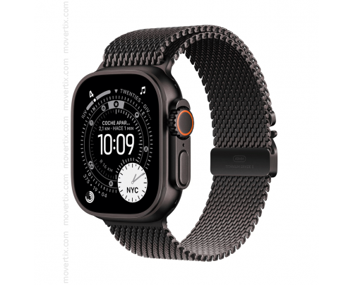 Apple Watch Ultra 3 (GPS+Cellular) 49mm Titânio Preto com Loop milanesa em titânio Preto - Tamanho L
