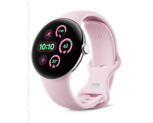 Google Pixel Watch 3 41mm WiFi Silber (poliertes Silber) und Rosenquarz Sportarmband